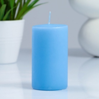Купить Свеча-цилиндр, парафиновая, голубая