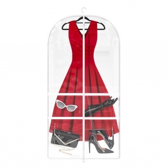 Купить Чехол прозрачный для платьев, курток, пальто, танцевальных костюмов с кармашками для обуви и аксессуаров