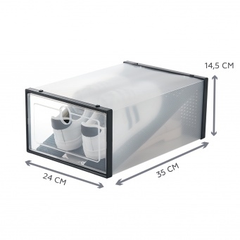 Купить Коробка для хранения обуви с разделителем Premium, набор из 12 шт, черная