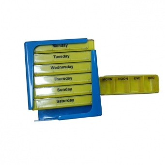 Купить Таблетница прямоугольная на 7 дней, 10,5х12,6х4,3 см, голубая