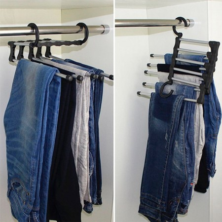 Купить Вешалка раздвижная для брюк на 5 спиц 34x18x17 см, черная