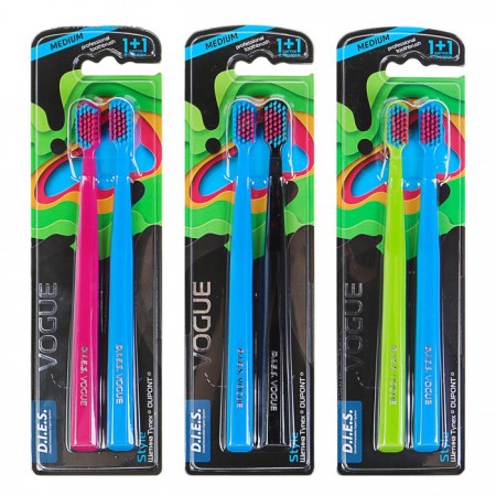 Купить Зубная щётка "D.I.E.S. Vogue Style" средней жёсткости, 1+1 шт