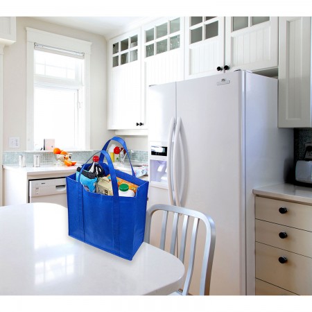 Купить Складная Эко сумка-пакет для продуктов многоразовая хозяйственная, темно-синяя