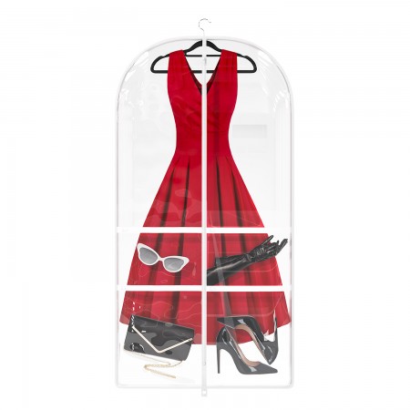 Купить Чехол прозрачный для платьев, курток, пальто, танцевальных костюмов с кармашками для обуви и аксессуаров