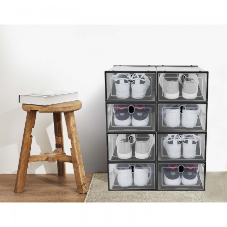 Купить Коробка для хранения обуви с разделителем Premium, набор из 6 шт, черная