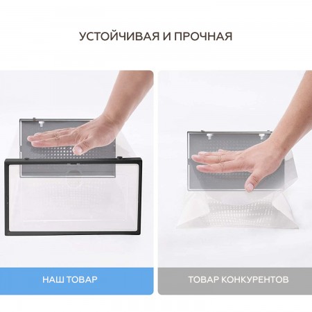 Купить Коробка для хранения обуви с разделителем Premium, набор из 6 шт, черная