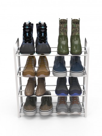 Купить Полка для обуви белая, 4 яруса
