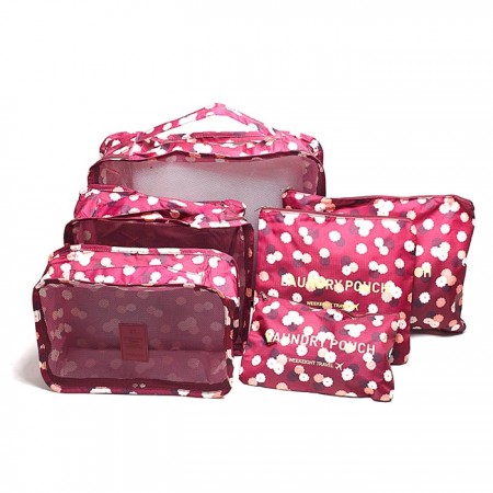 Купить Комплект из 6 органайзеров для багажа "Бордовый Цветок"