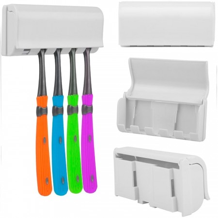 Купить Диспенсер для зубной пасты с держателем на 5 зубных щеток Homsu, белый