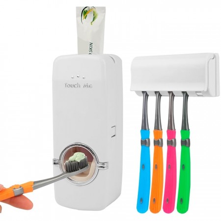 Купить Диспенсер для зубной пасты с держателем на 5 зубных щеток Homsu, белый