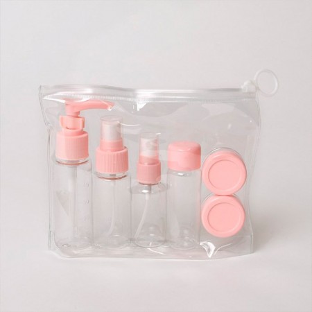 Купить Дорожный набор для косметических средств (4+2 емкости), розовый