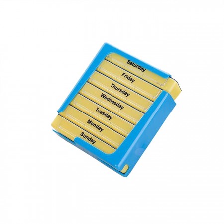 Купить Таблетница прямоугольная на 7 дней, 10,5х12,6х4,3 см, голубая